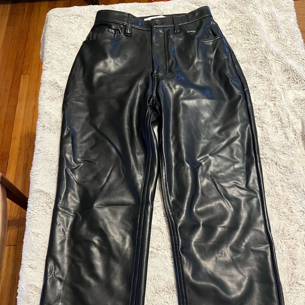 Abercrombie & Fitch Ankle Stretch Black Leather Pants Size 2